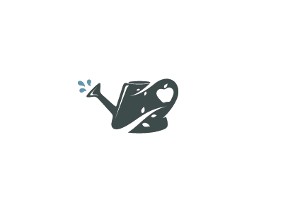 The Watering Can apple garden gardening logo mark negative space plant symbol water watering can