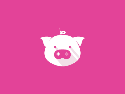 Piggy Play animal console controller game logo mark nose pig pink