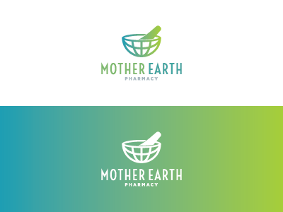 Mother Earth Pharmacy 2 earth globe logo mark mortar pestle pharmacy symbol