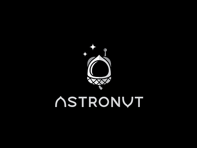 Astronut acorn astronaut design logo mark nut space