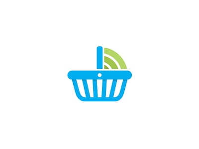 Fresh online grocery shopping basket grocery logo market shopping wifi