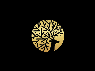 Arcadia Logo antlers circular deer gold golden logo mark tree