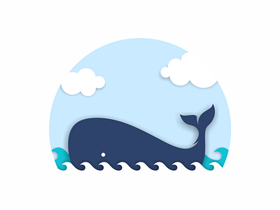 Whale 2d animal cloud design flat design icon illustration logo logo designer mark mistershot negative space symbol whale