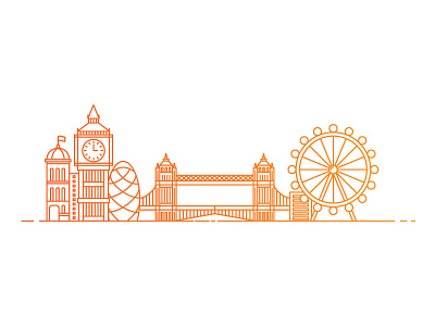 Location Illustration — London big ben ferris wheel graphic illustration line london
