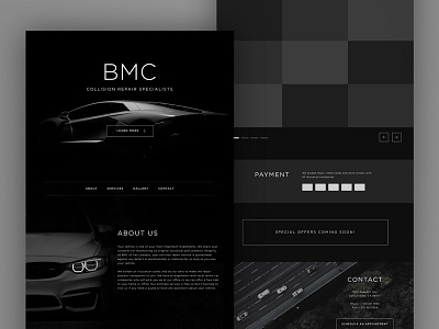 BMC Website Redesign auto shop black bodyshop car dark design redesign template ui ux website