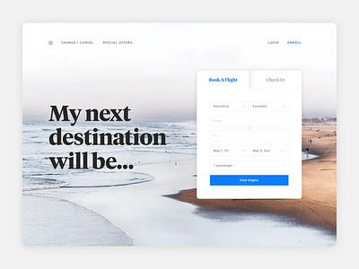 Daily UI Challenge #003 — Landing Page booking challenge daily daily ui challenge flight landing page ui website
