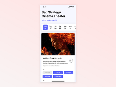 Weekly UI #7 — Schedule cinema iphone mobile movie schedule