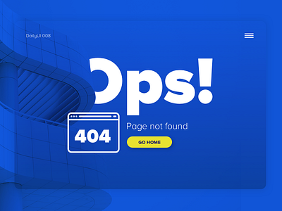 404 Page — Daily UI #008 404 blue challenge dayli lima peru ui ux wrong page