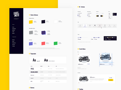Somos Moto - Styleguide blue cards clean components interface motorbike peru styleguide system design typography ui uidesign ux yellow