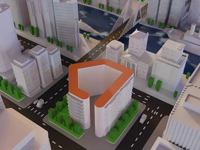 Low poly city - Rotterdam, The Netherlands 3d 3dcity animation blender lowpoly netherlands rotterdam