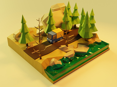 Low poly 3D forest model 3d 3dforest 3dmodel blender lowpoly polygonrunway