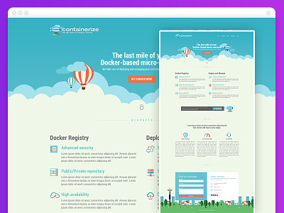 Containerize - single page website design bootstrap mockup one page website responsive single page design user interface