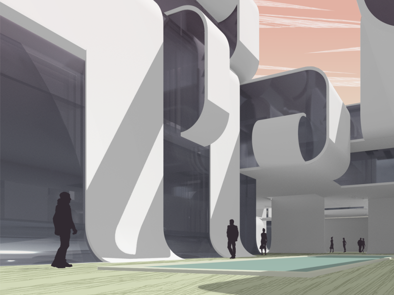Ribbon City Courtyard by John Coleman on Dribbble