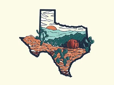 Texas Armadillo adventure apparel armadillo cactus design hillcountry hills illustration ink mountains succulent sunset tejas texas texture trails tx wilderness