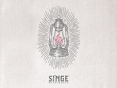 Singe Metalworks branding design identity lantern light linework logo