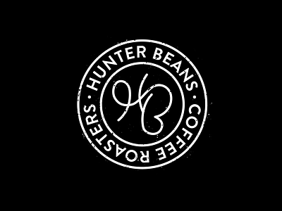 Hunter Beans Logo badge black brand coffee design logo roaster script thin white