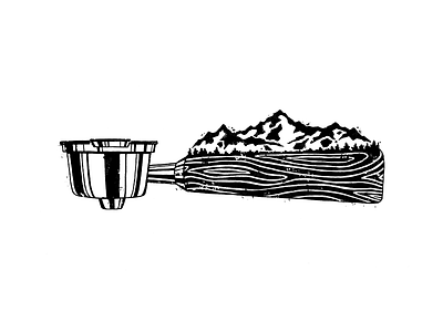 Espresso Mountains adventure barista brew coffee design espresso illustration ink metal mountains wilderness wood