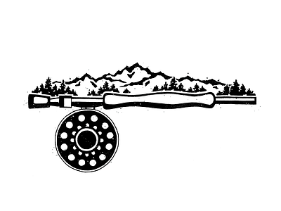 Flyrod Mountains adventure colorado design fish flyfishing flyrod illustration ink mountains trees wilderness