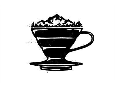 V60 Mountains adventure barista brew coffee design espresso illustration ink mountains wilderness