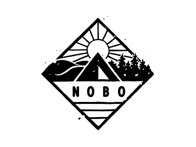 N O B O adventure camp grit icon illustration ink logo mark tent tree wilderness