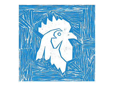 Gallo blue design gallo grit illustration linocut print rooster texmex texture