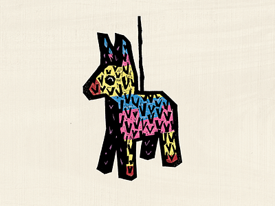 Piñata blockprint fiesta illustration ink kidlit mexico papercut texas texmex type typography