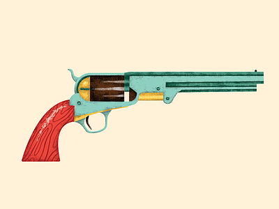 Revolver cowboy digital gun illustration kidlit pistol revolver texture vector western
