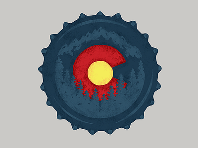 Colorado Beer Cap adventure beer brew cap colorado flag mountains primary texture trees