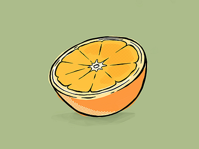 Orange fruit halftones illustration orange retro study vintage