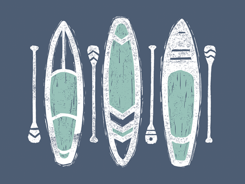 Paddle Boards adventure illustration design linocut texture supboard sup paddleboards boards paddle
