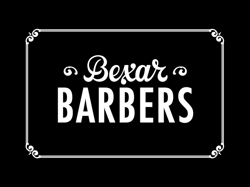 Bexar Barbers script type handlettering satx san antonio texas scissors shears razor barber barbers bexar