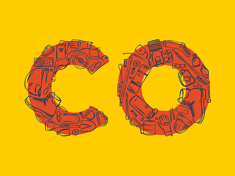 Colorado camp co colorado gear hiking icons illustration mountains type typography