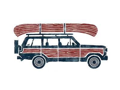 Jeep & Canoe apparel canoe design jeep lake texture vintage wagoneer weathered wood