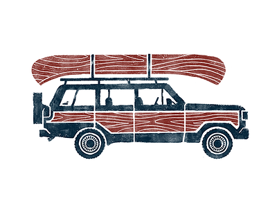 Jeep & Canoe apparel canoe design jeep lake texture vintage wagoneer weathered wood