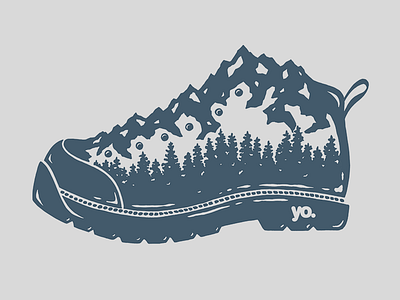 Mountain Boot adventure apparel boot colorado design hiking illustration ink mountain mountains trees vector