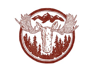 Moose Badge adventure apparel camp colorado illustration moose mountains procreate summer texture trees wilderness