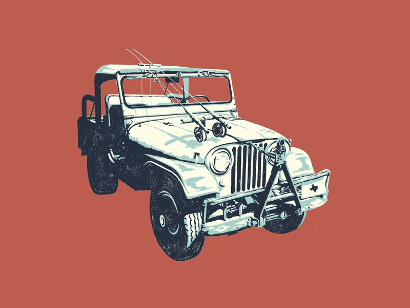 Rio Jeep flyfish fish hike trail outside outdoors apparel design vintage illustration rivers jeep rio