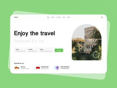 Travel Search Page app concept daily ui desktop explore search tourist travel trip planner typogaphy uidesign ux vacation webpage website