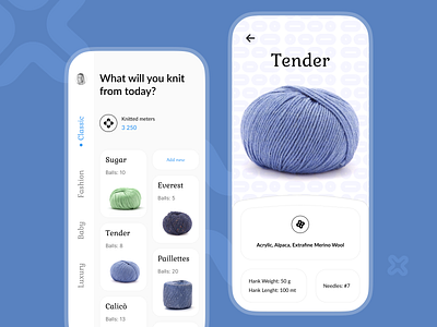 Knit mobile app concept app concept cards ui clean design knitted knitting light minimalistic mobile app design mobile design mobile ui product page typogaphy ui ux