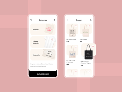 Ecommerce app app concept bag brand design bussiness categories ecommerce light mobile app design mobile ui mockup modern products shopper stuff ui ux
