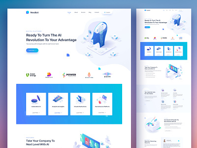 NeoBot - AI Startup Website Template ai ai startup ai template artificial intelligence assistance automation ai clean data science design design agency illustration landing page minimal popular robot startup ui design ux design virtual reality