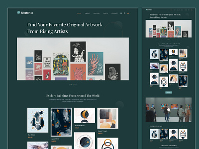 Sketchix- Digital Art Gallery Website Template artwork clean design design trend 2022 digital art illustration landing page minimal design nft photography portfolio ui ui design ux ux design