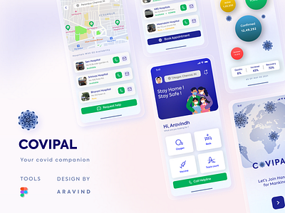 Covipal - Your covid companion coronavirus covid hospital mobile app product design ui ui design uiux ux uxdesign