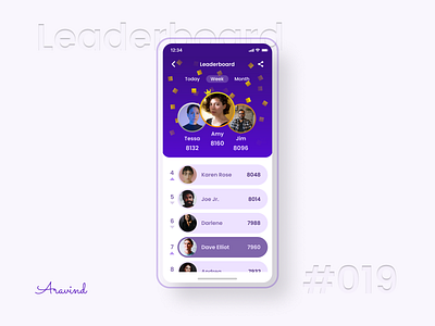 Leaderboard | Daily UI 19 daily ui daily ui 19 dailyui design leaderboard mobile points position table ui uiux ux