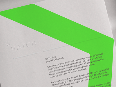 HATCH IDENTITY branding deboss green identity letterhead new pentagon stationery