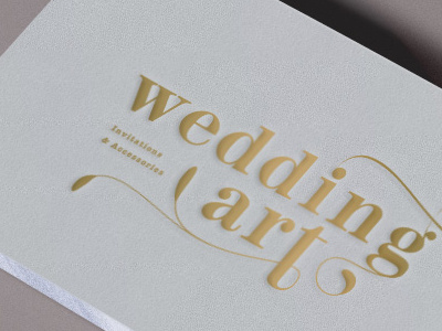 Wedding Art business card emboss gold logo type wedding
