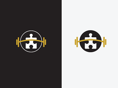 Customfitt Logo black branding customfitt gold gym logo puzzle piece white