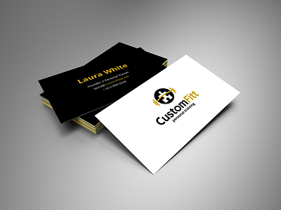 Customfitt Business Cards black business cards gold gym logo personal training white