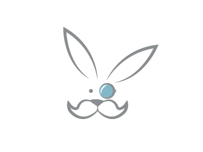 Balderdash Logo balderdash branding logo monocle mustache rabbit