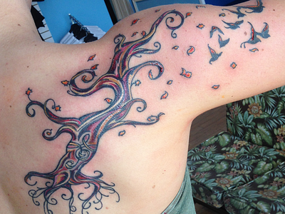 Tattoo Design arm birds colors design fall photo silhouette symbol tattoo tree warm